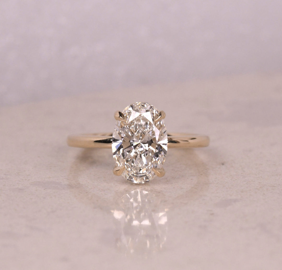 Oval Cut Hidden Halo Diamond Euroshank Ring