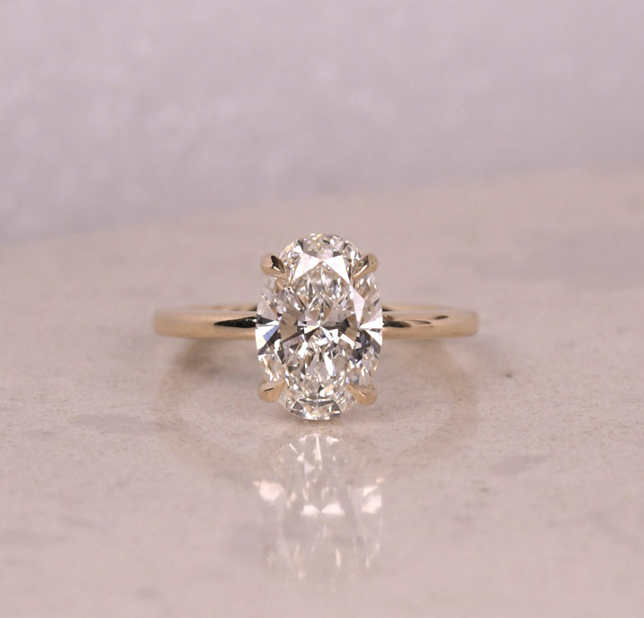 Oval Cut Hidden Halo Diamond Euroshank Ring