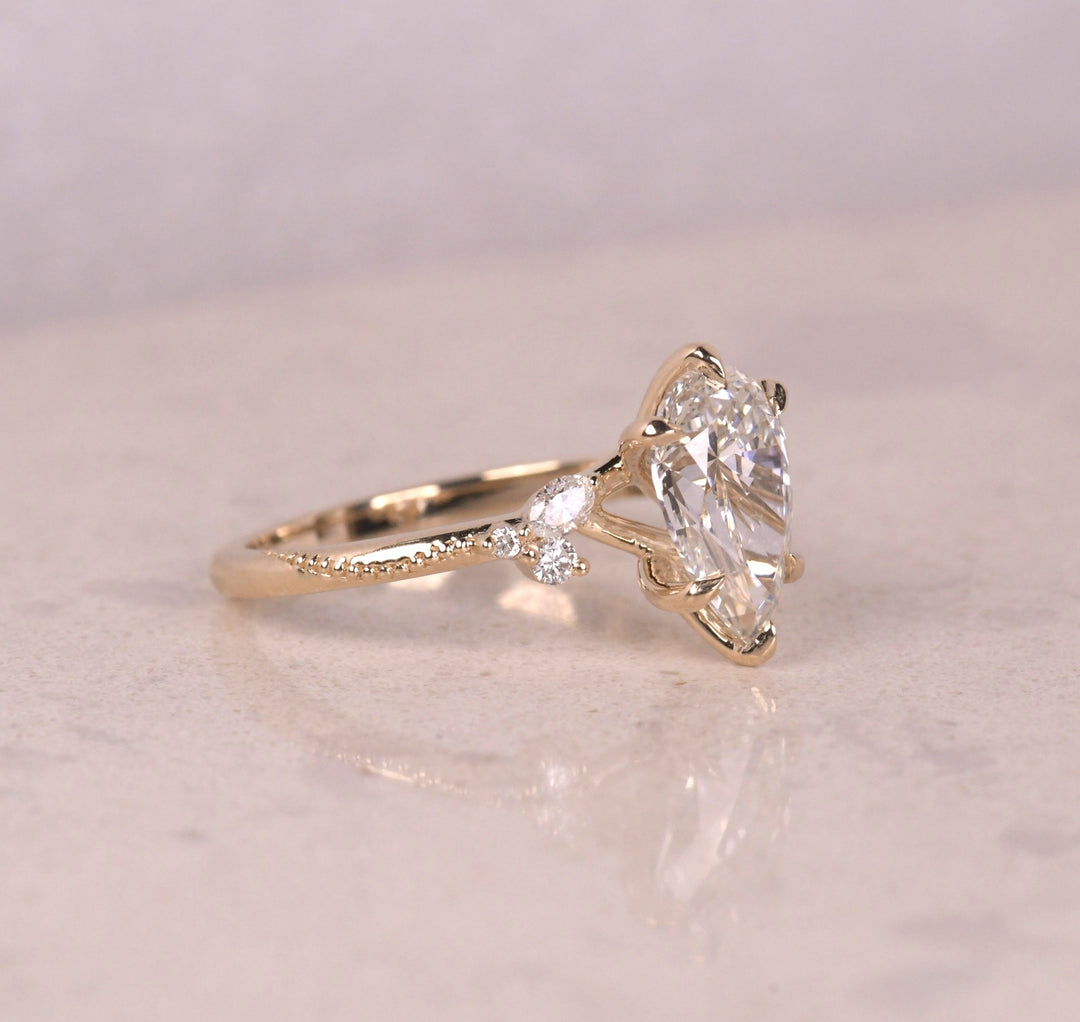 Pear Art Deco Lab Diamond Ring