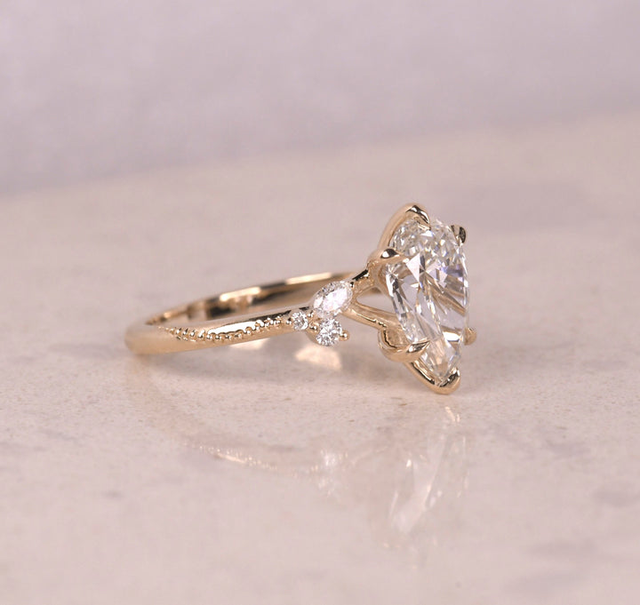 Pear Art Deco Lab Diamond Ring