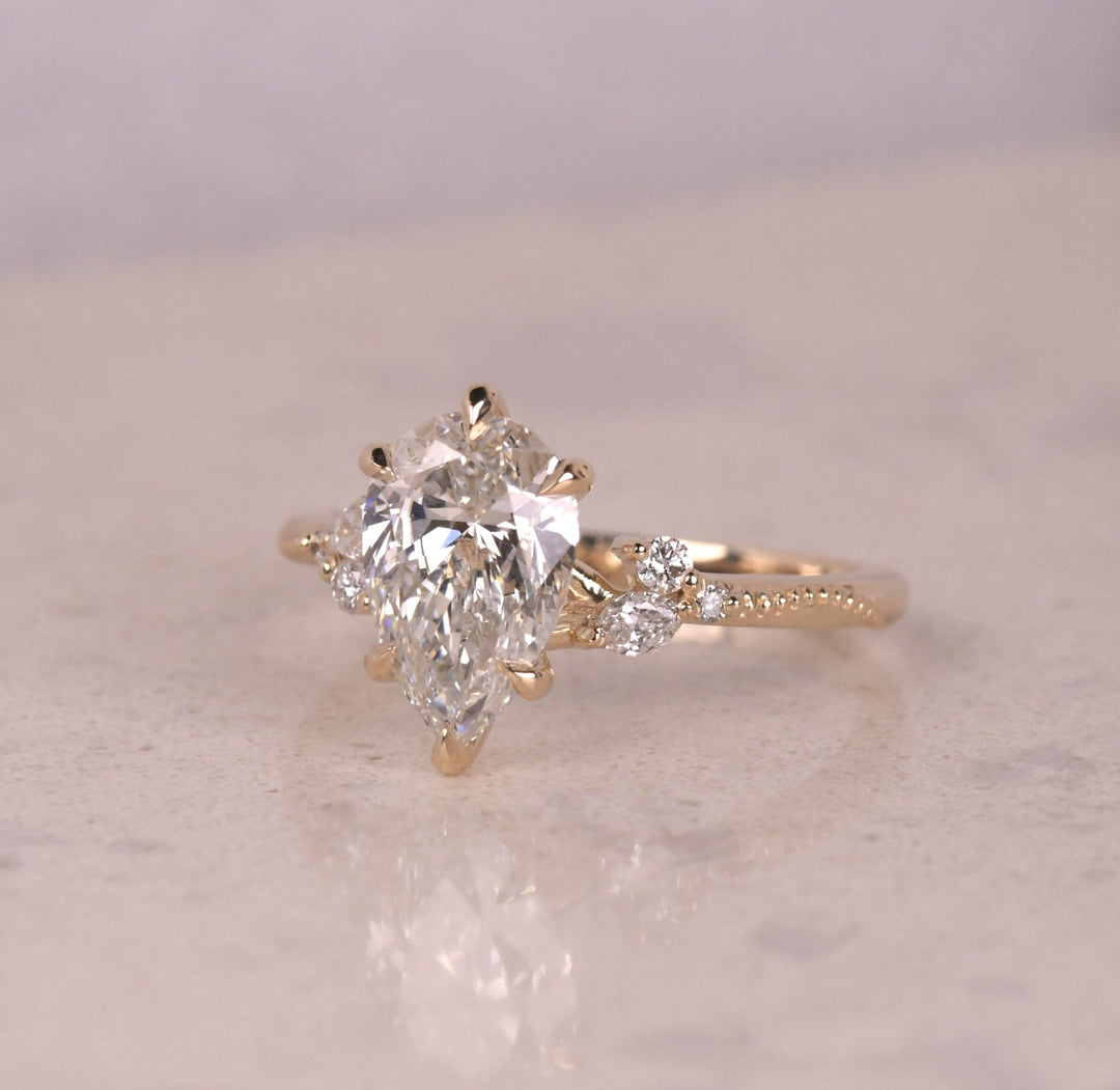 Pear Art Deco Lab Diamond Ring