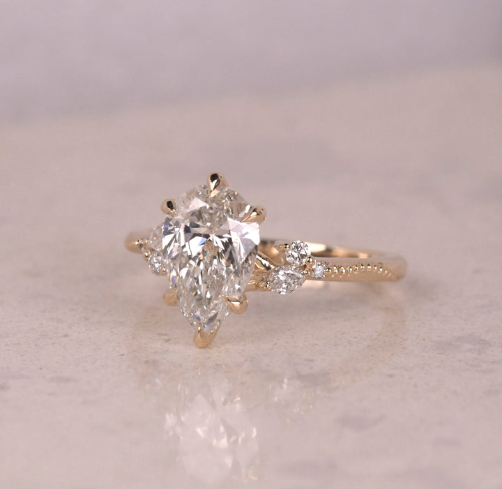 Pear Art Deco Lab Diamond Ring