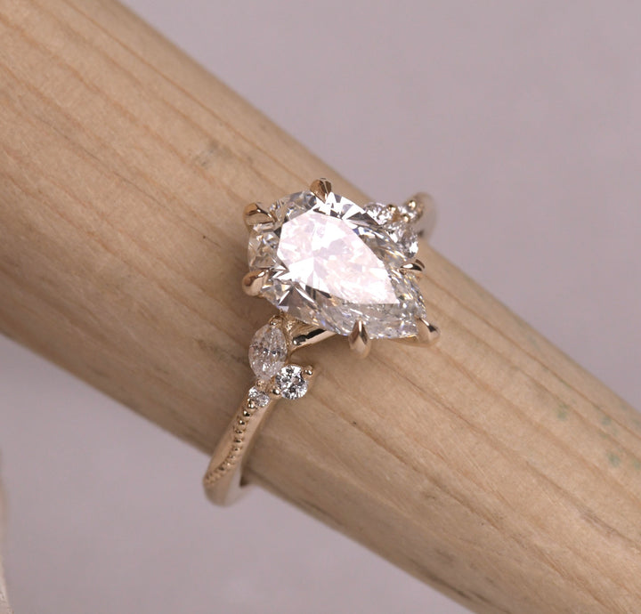 Pear Art Deco Lab Diamond Ring