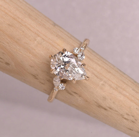 Pear Art Deco Lab Diamond Ring