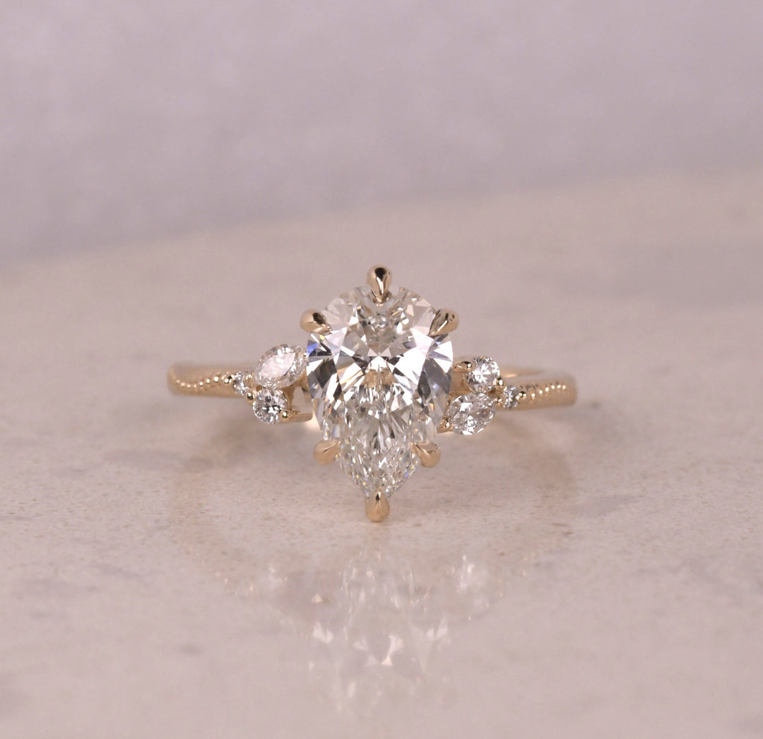 Pear Art Deco Lab Diamond Ring