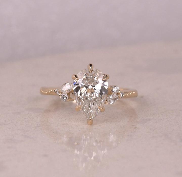 Pear Art Deco Lab Diamond Ring