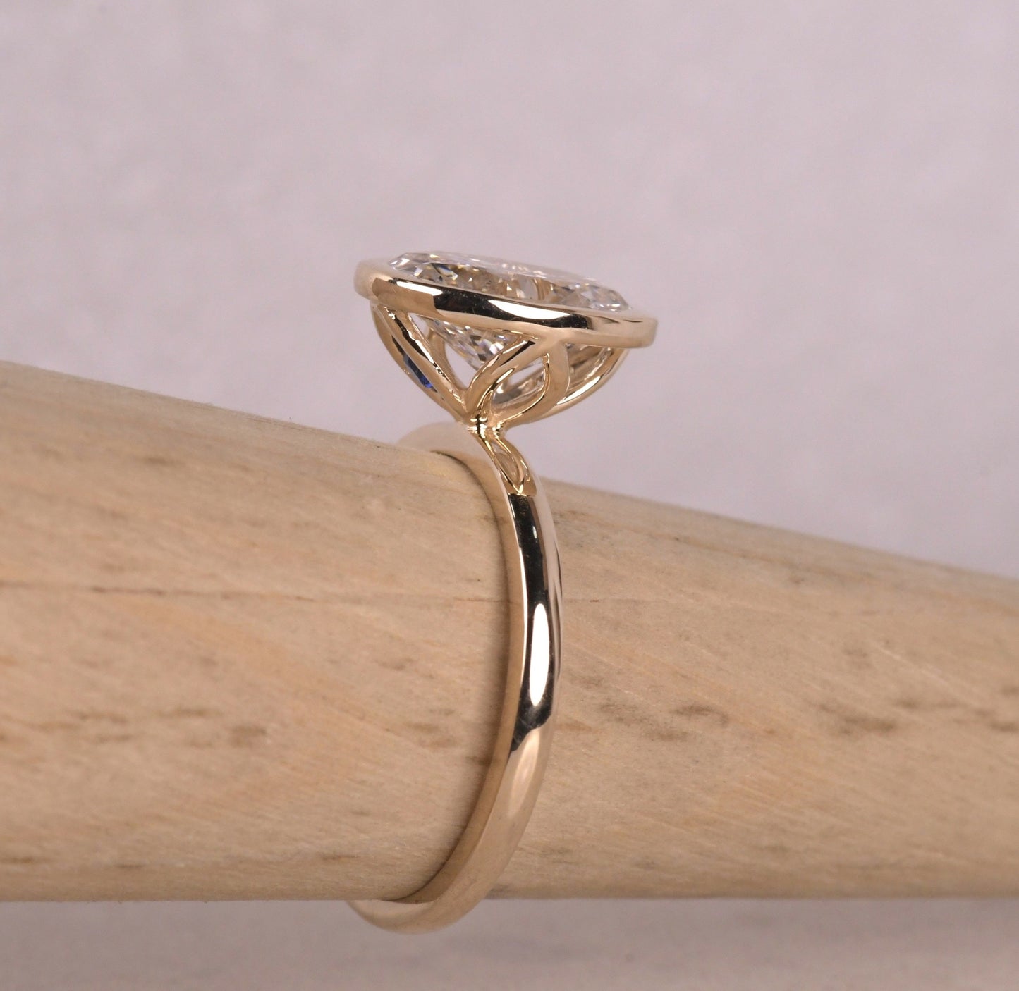 Bezel Set Oval Cut Lab Diamond Engagement Ring