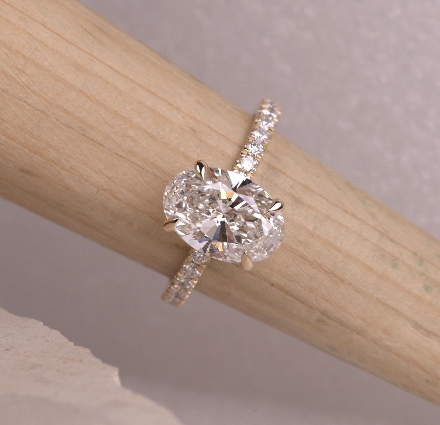 Classic Hidden Halo Style Oval Lab Diamond Ring