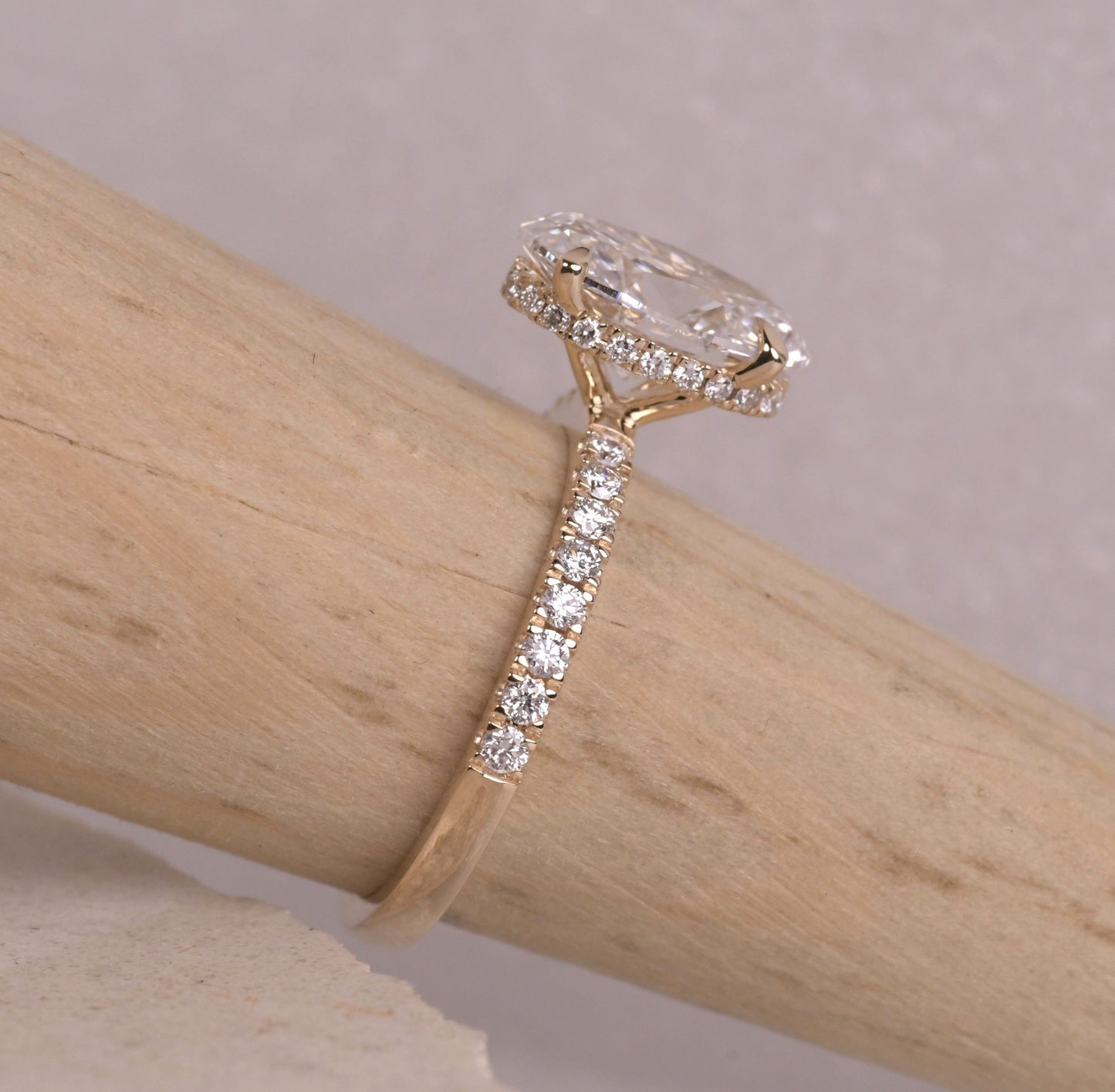 Classic Hidden Halo Style Oval Lab Diamond Ring