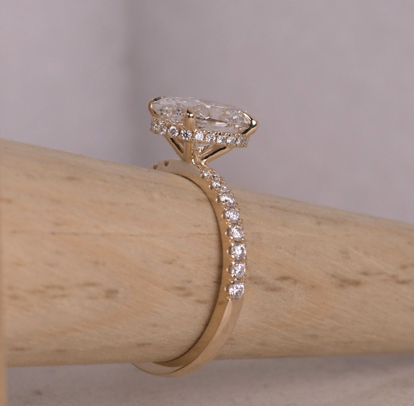 Classic Hidden Halo Style Oval Lab Diamond Ring