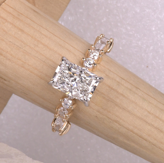 Radiant Lab Grown Hidden Halo Diamond Ring