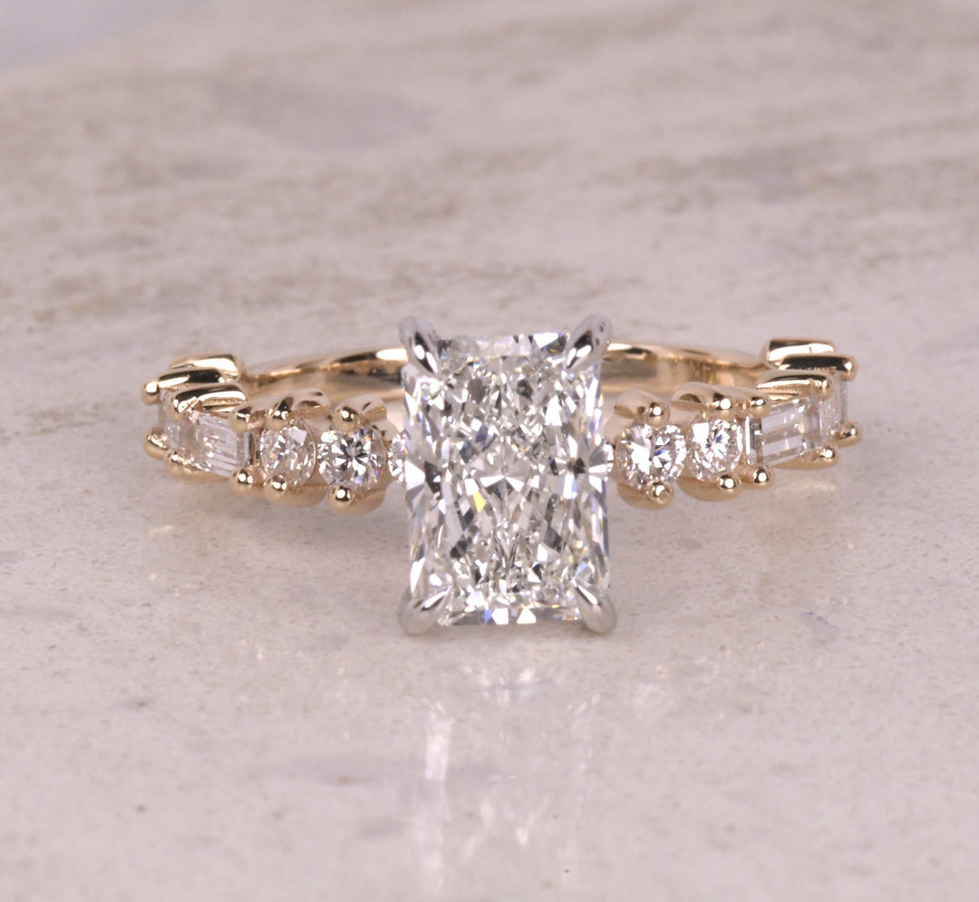Radiant Lab Grown Hidden Halo Diamond Ring