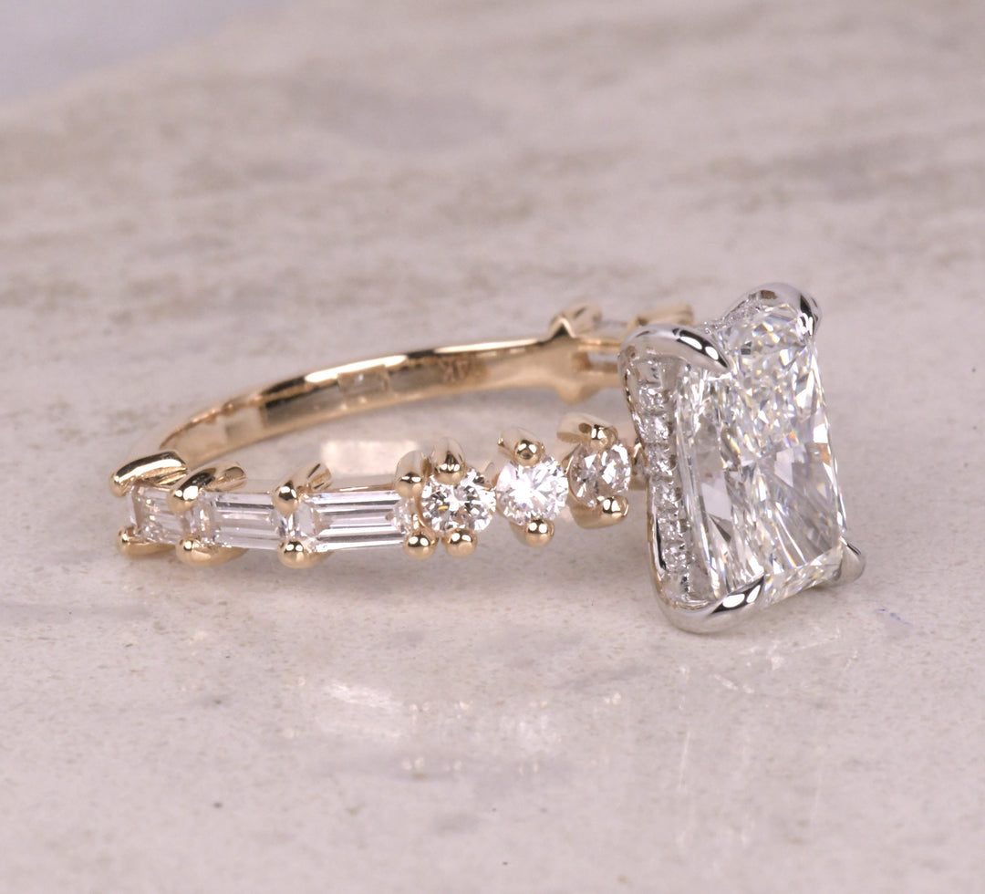 Radiant Lab Grown Hidden Halo Diamond Ring
