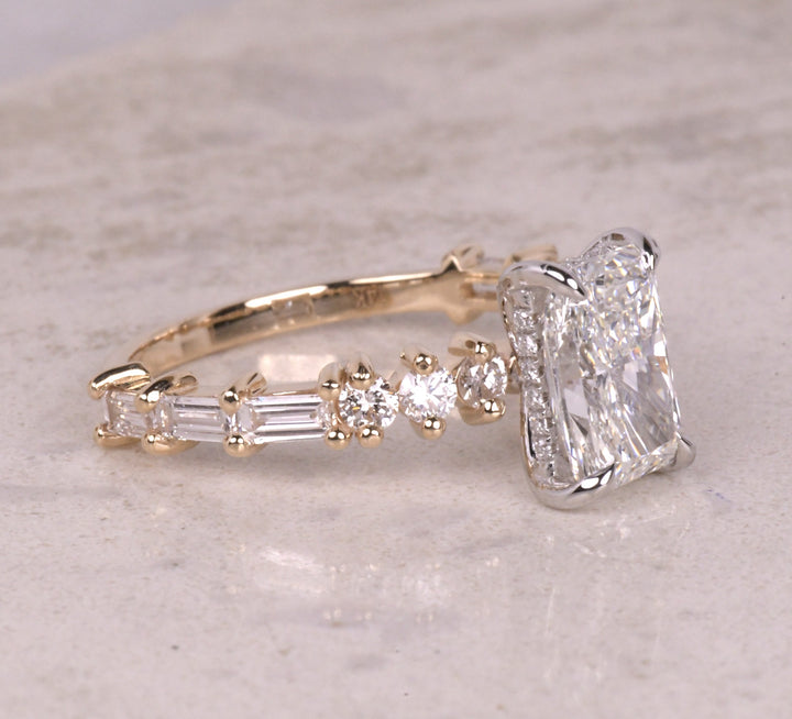 Radiant Lab Grown Hidden Halo Diamond Ring