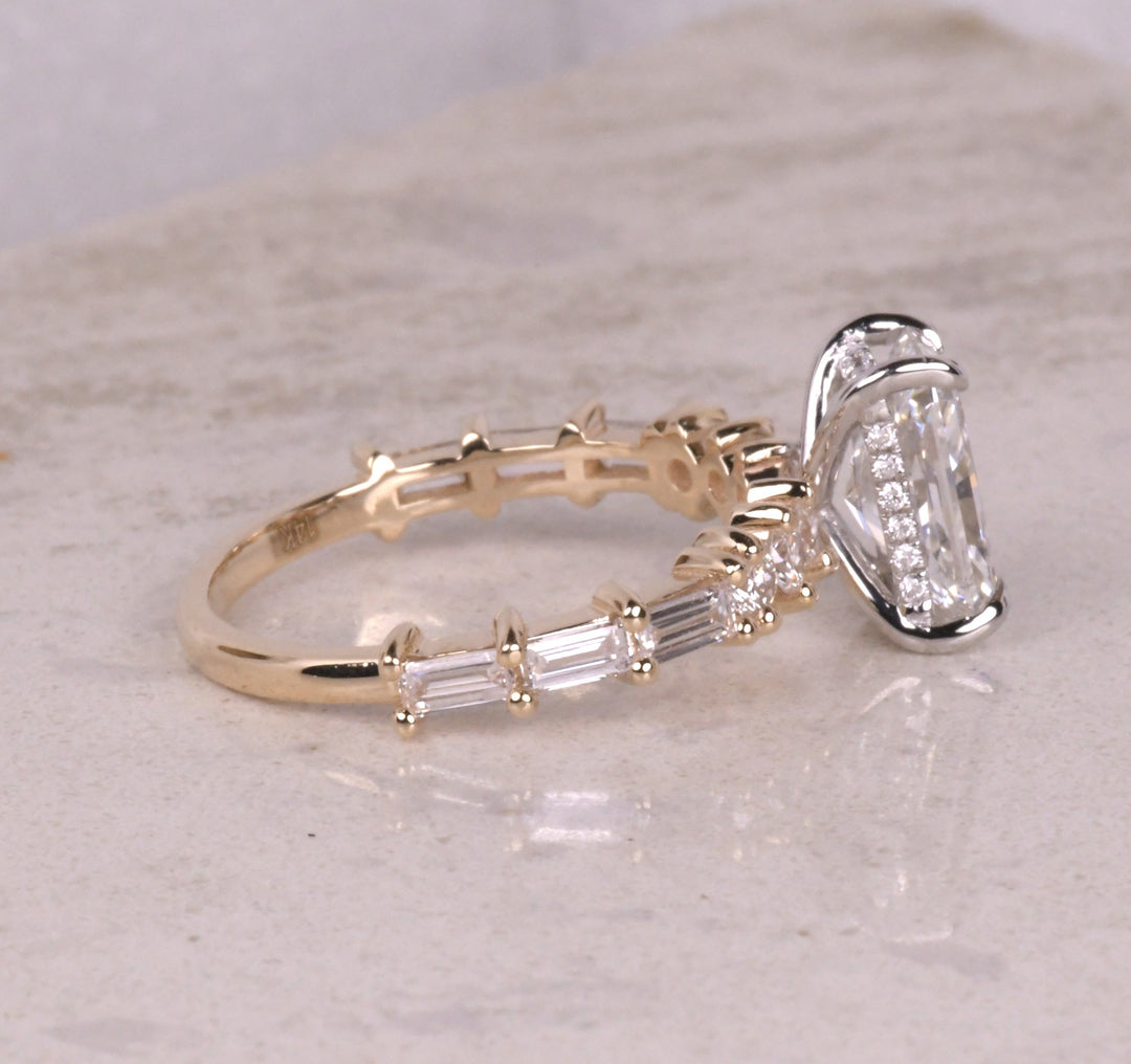 Radiant Lab Grown Hidden Halo Diamond Ring