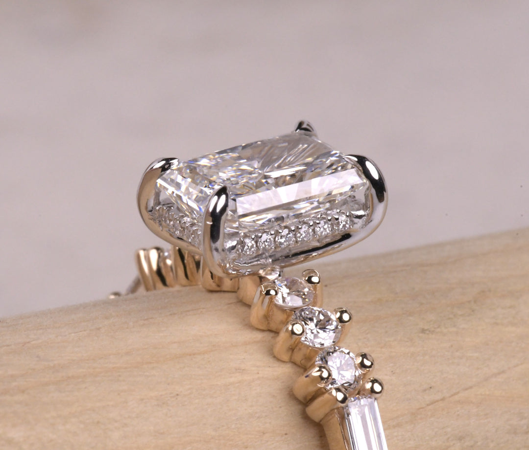 Radiant Lab Grown Hidden Halo Diamond Ring