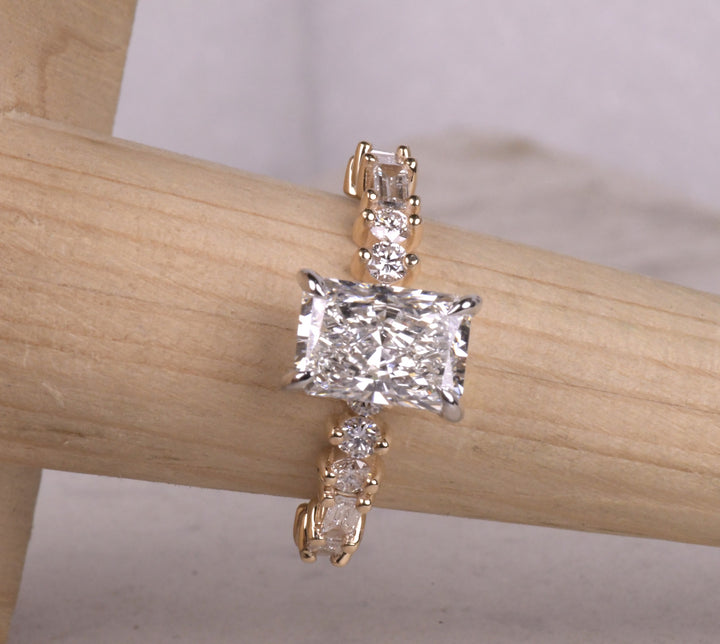 Radiant Lab Grown Hidden Halo Diamond Ring