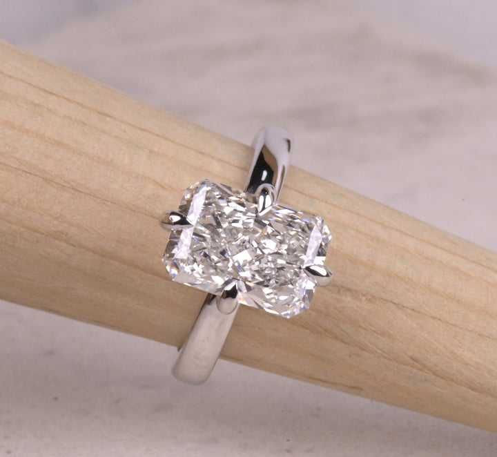 Compass Prong Set Radiant Cut Diamond Ring