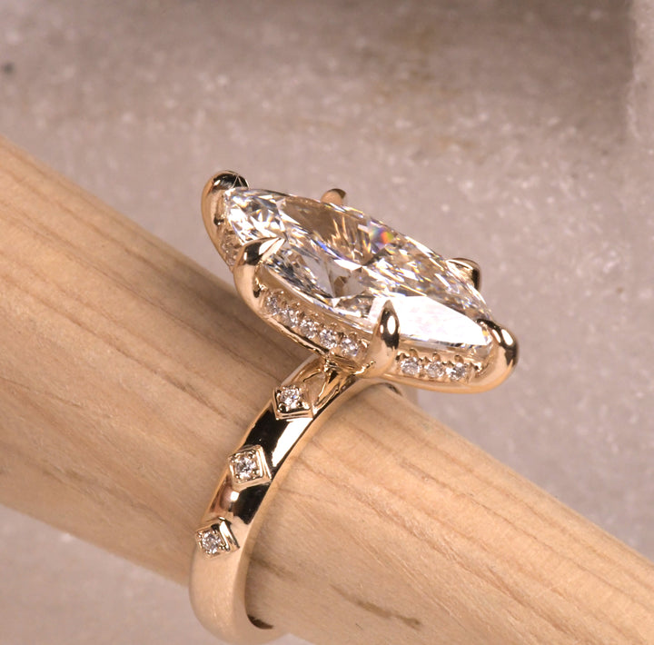 Solitaire Marquise Hidden Halo Ring