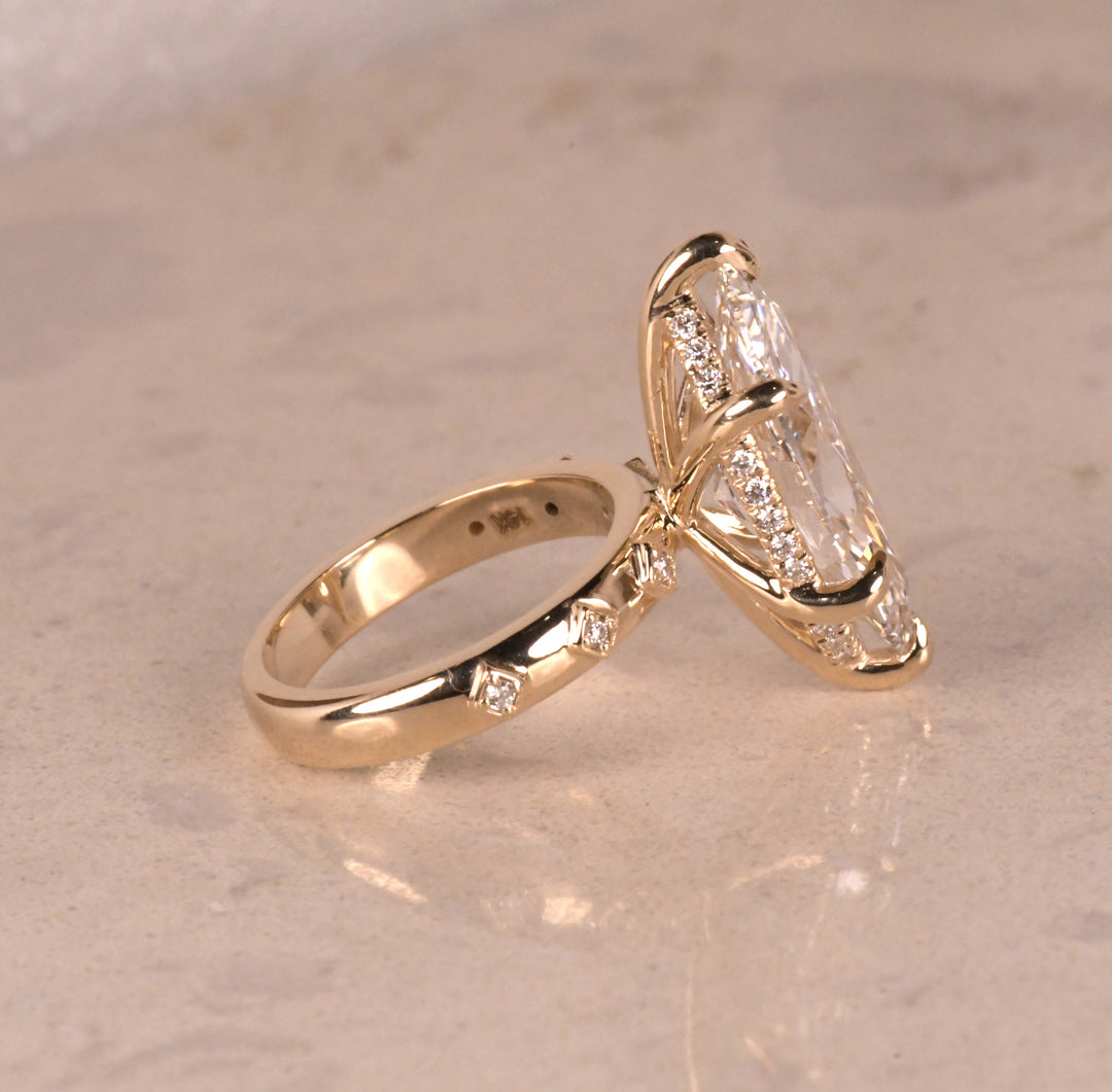 Solitaire Marquise Hidden Halo Ring