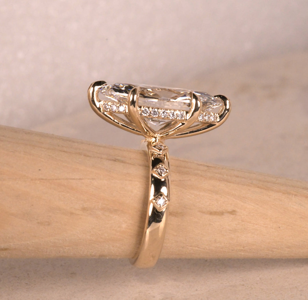 Solitaire Marquise Hidden Halo Ring