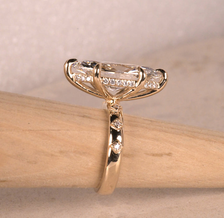 Solitaire Marquise Hidden Halo Ring