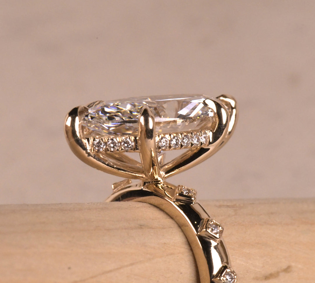 Solitaire Marquise Hidden Halo Ring