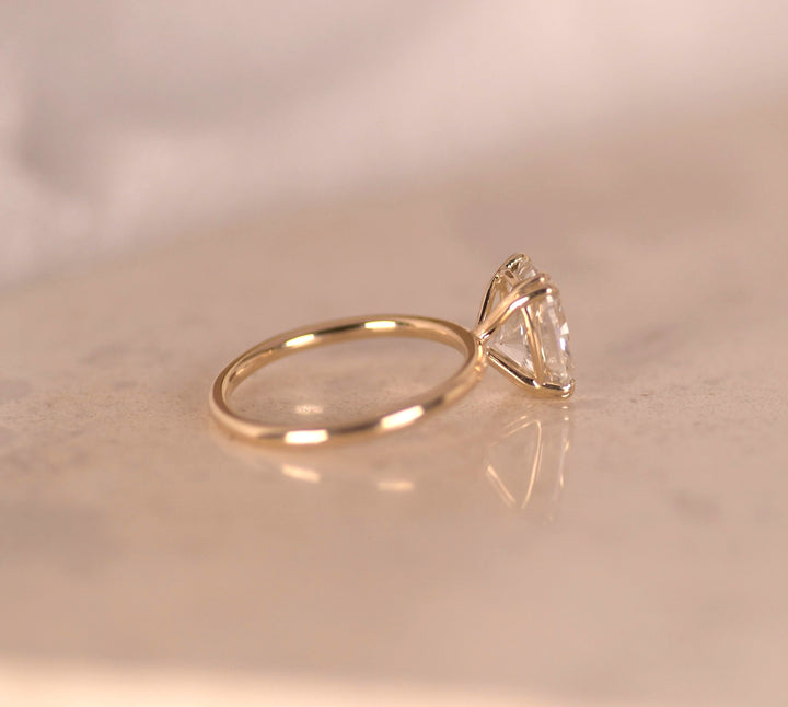 Elongated Cushion Double Prong Solitaire Ring