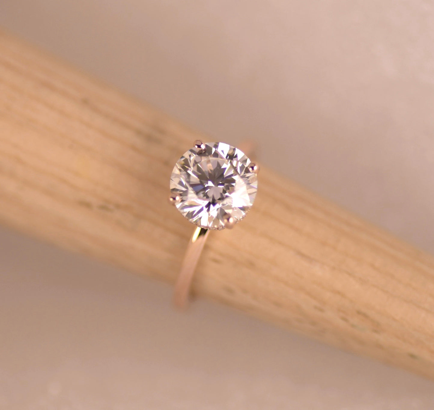 Round Hidden Halo Lab Diamond Ring