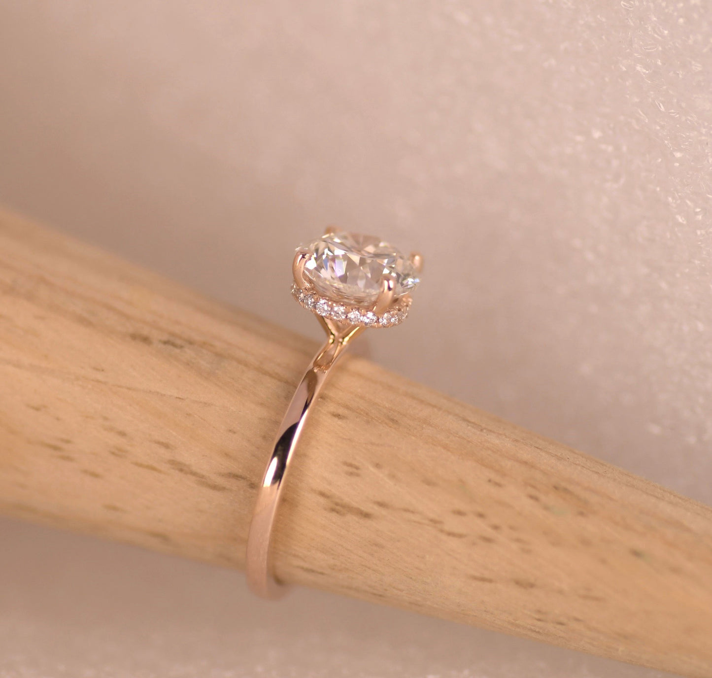 Round Hidden Halo Lab Diamond Ring