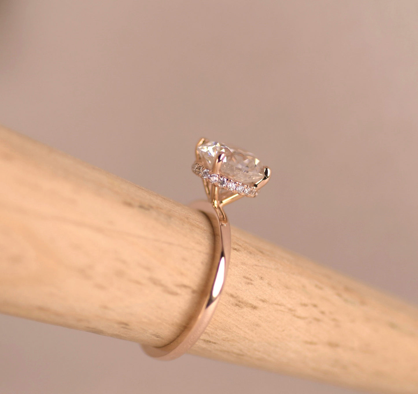 Round Hidden Halo Lab Diamond Ring