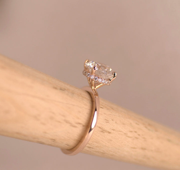 Round Hidden Halo Lab Diamond Ring