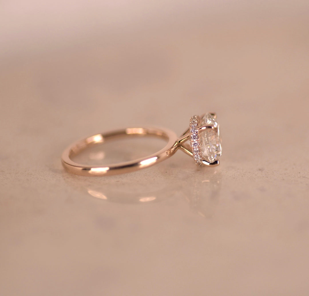 Round Hidden Halo Lab Diamond Ring