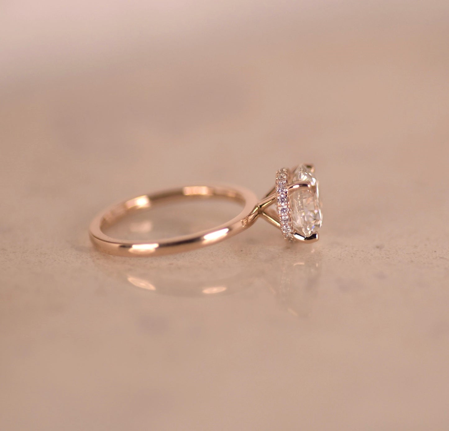 Round Hidden Halo Lab Diamond Ring