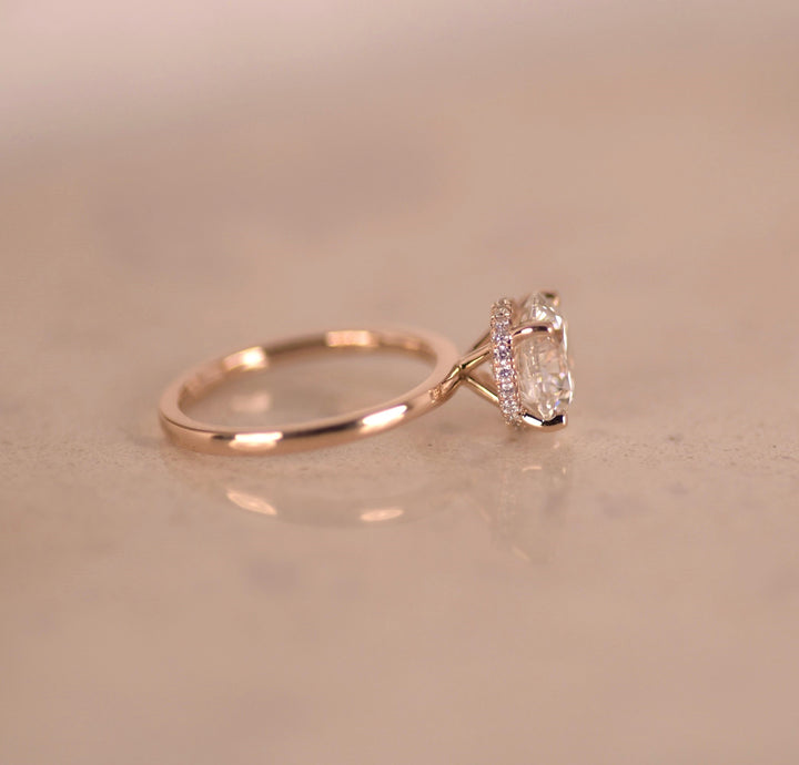 Round Hidden Halo Lab Diamond Ring
