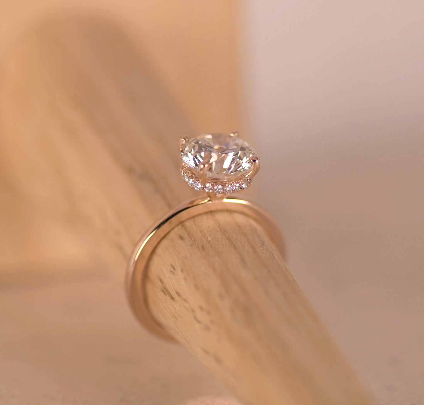 Round Hidden Halo Lab Diamond Ring