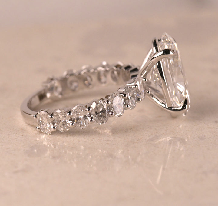 Floating Bubble Prong Oval Diamond Ring