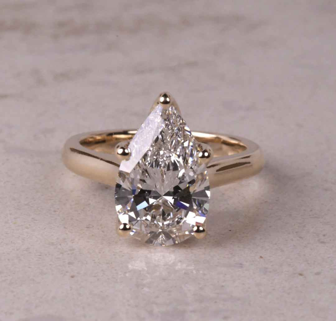 Lab Diamond Pear Solitaire Ring
