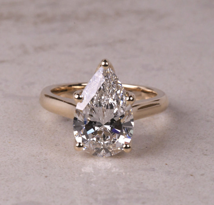 Lab Diamond Pear Solitaire Ring