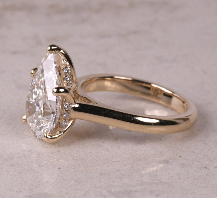 Lab Diamond Pear Solitaire Ring