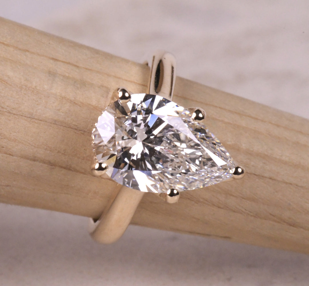 Lab Diamond Pear Solitaire Ring