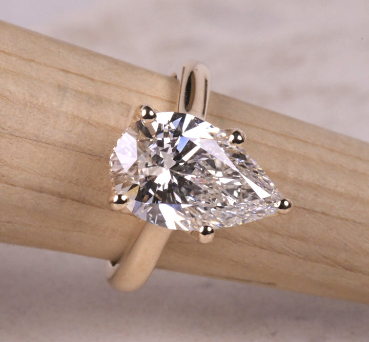 Lab Diamond Pear Solitaire Ring