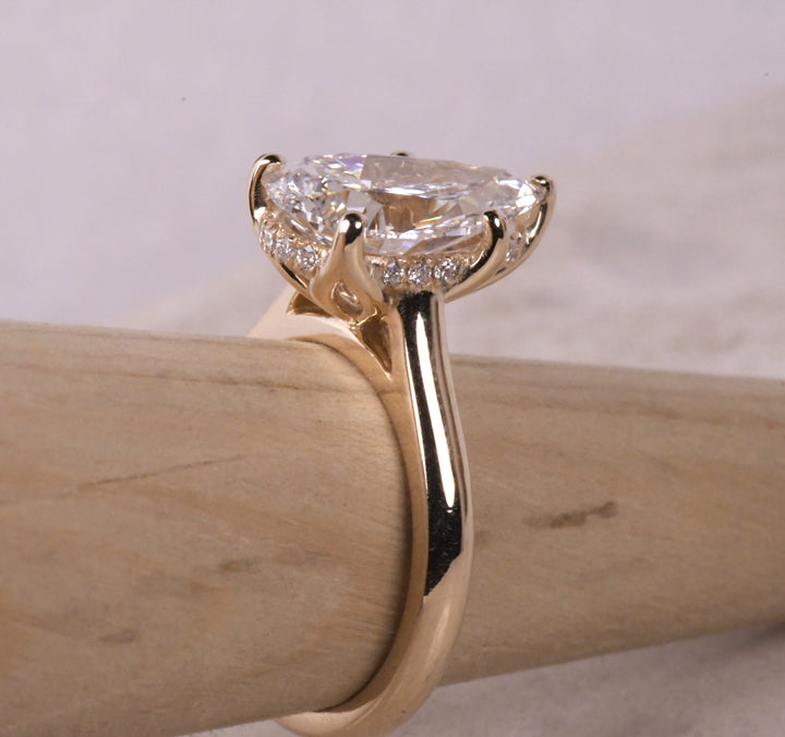 Lab Diamond Pear Solitaire Ring