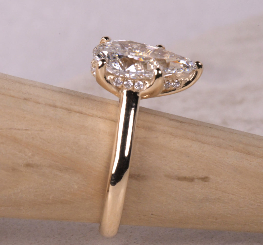Lab Diamond Pear Solitaire Ring