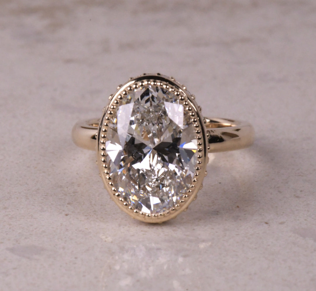 Bezel Milgrain Oval Lab Diamond Ring