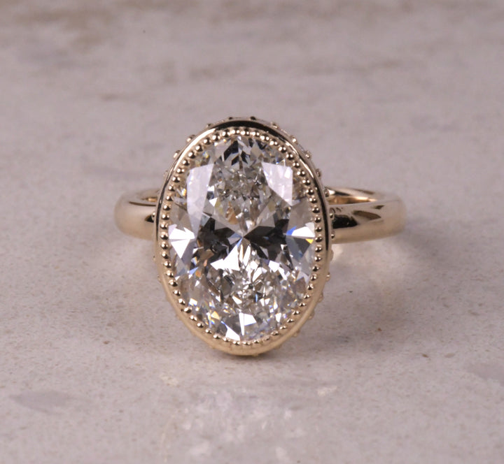 Bezel Milgrain Oval Lab Diamond Ring