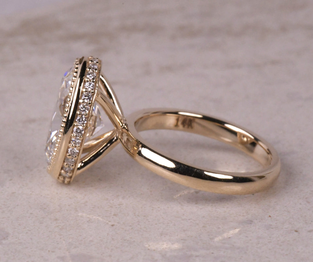 Bezel Milgrain Oval Lab Diamond Ring