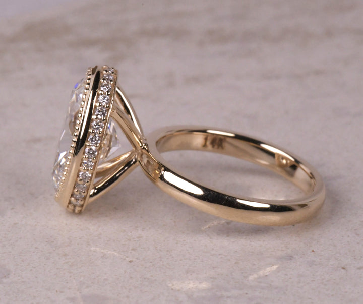 Bezel Milgrain Oval Lab Diamond Ring