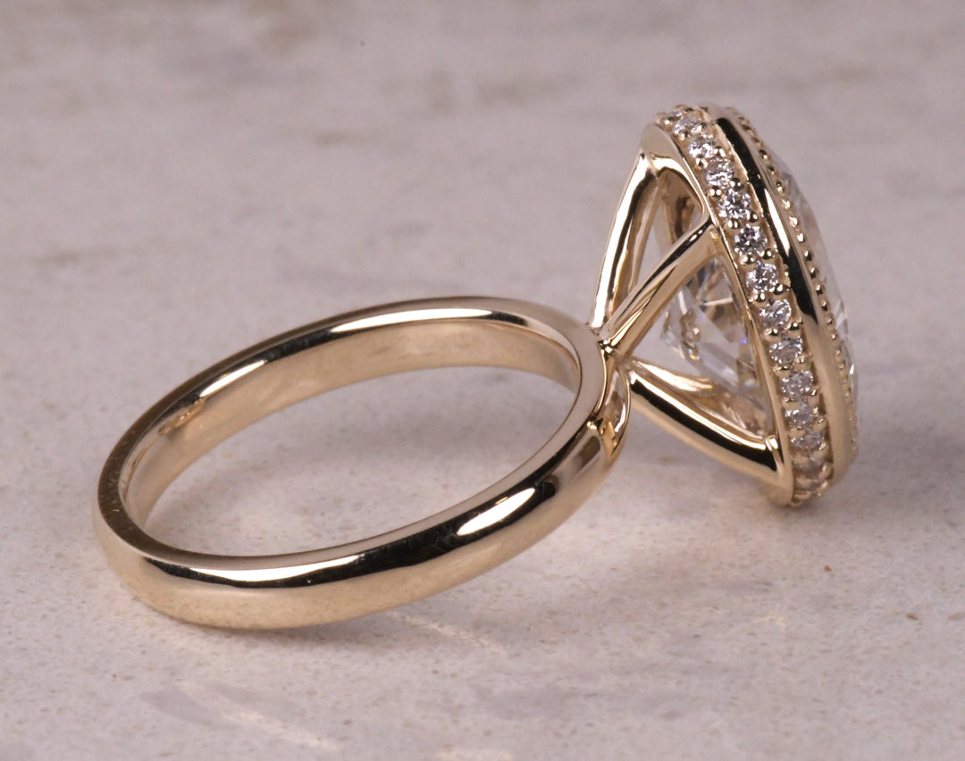 Bezel Milgrain Oval Lab Diamond Ring