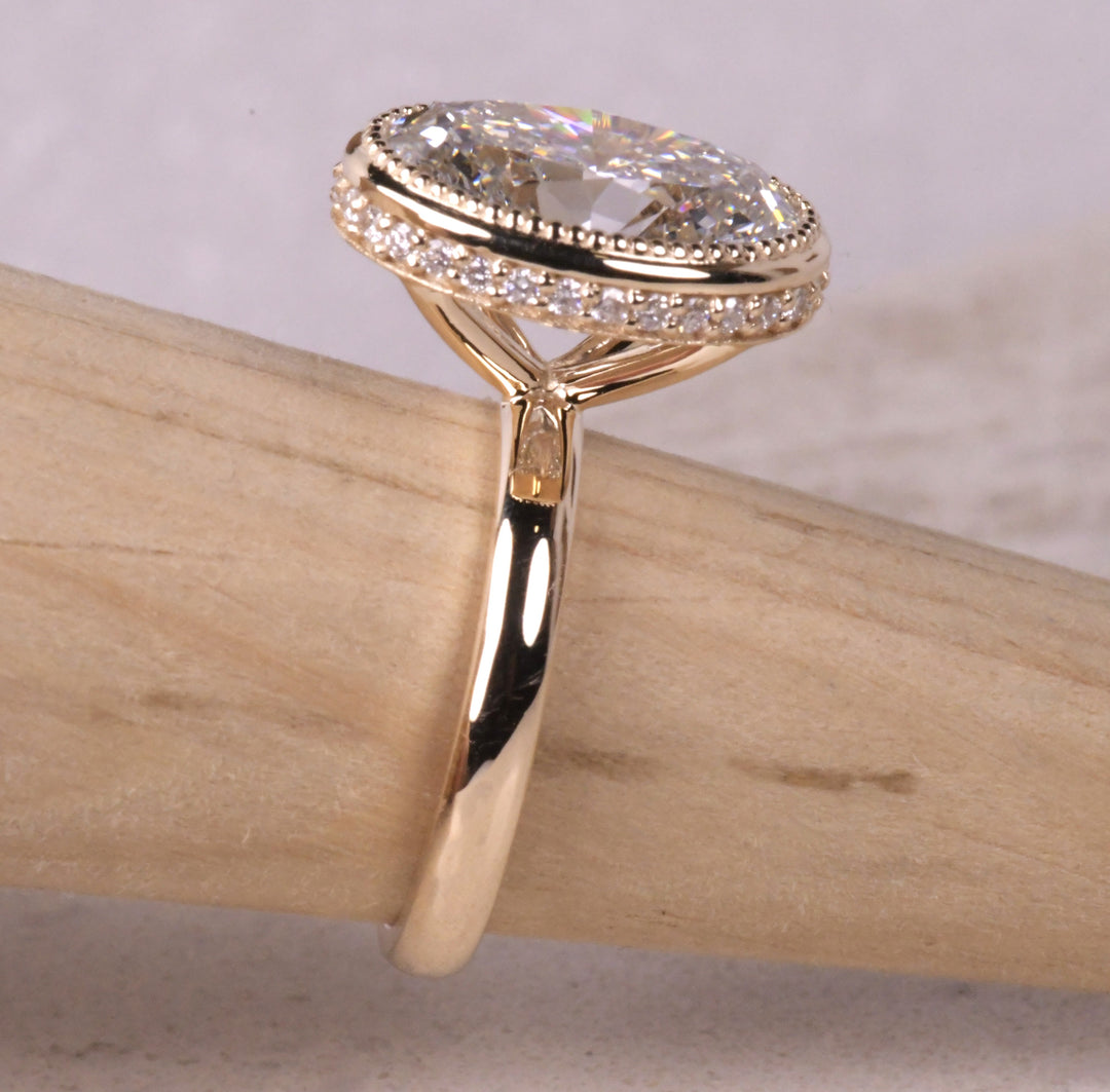 Bezel Milgrain Oval Lab Diamond Ring